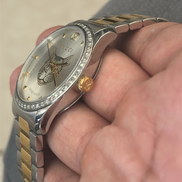 Gucci G-Timeless mystic cat two tone diamond bezel 38mm - Picture 16 of 16
